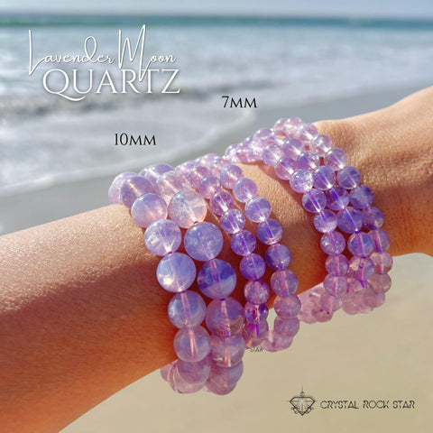 Lavender Moon Quartz Beaded Stretch Bracelet