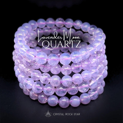 Lavender Moon Quartz Beaded Stretch Bracelet