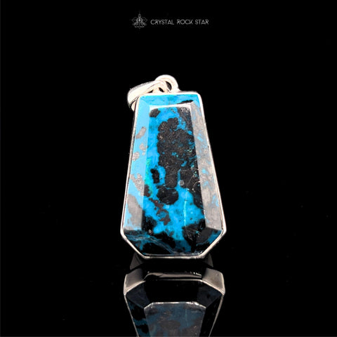 Shattuckite Coffin Crystal Silver Pendant