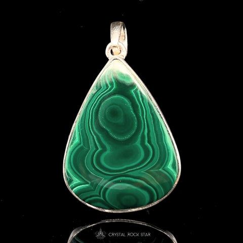 Malachite Teardrop Pendant Sterling Silver