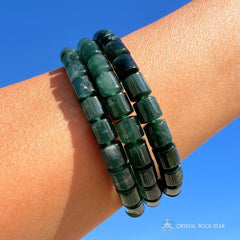 Jade Barrel Beaded Bracelet 7mm Beads