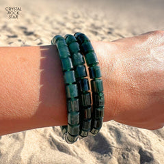Jade Barrel Beaded Bracelet 7mm Beads