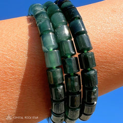 Jade Barrel Beaded Bracelet 7mm Beads