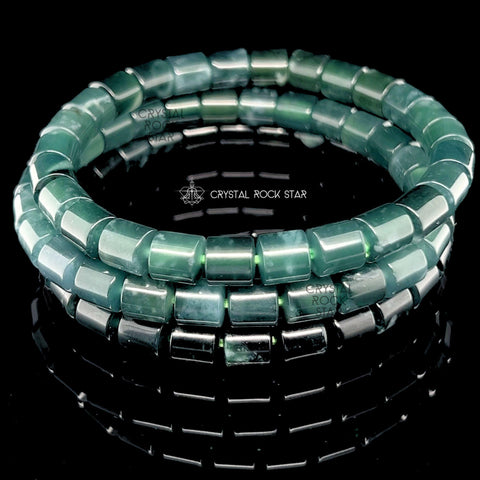 Jade Barrel Beaded Bracelet 7mm Beads