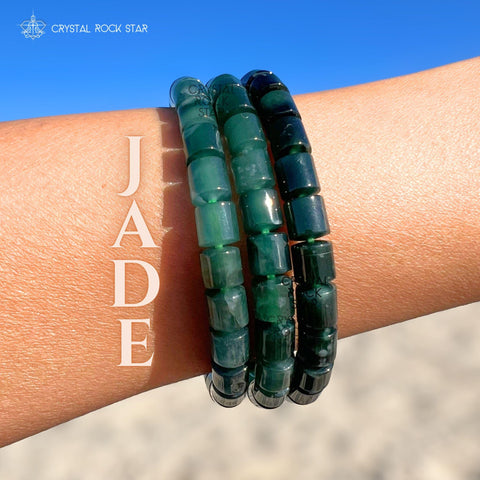 Jade Barrel Beaded Bracelet 7mm Beads