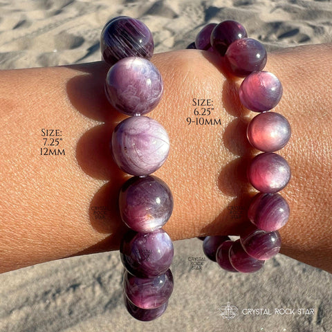 Gem Lepidolite Bead Bracelet 9-10mm 12mm