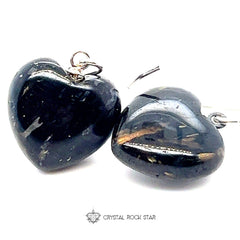Flashy Greenland Nuummite Heart Silver Earrings