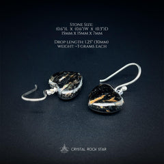 Flashy Greenland Nuummite Heart Silver Earrings