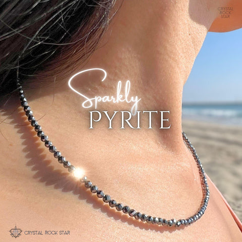 Sparkly Pyrite Faceted Dainty Beaded Necklace