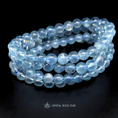 Blue Topaz Beaded Stretch Bracelet 6mm Top Quality