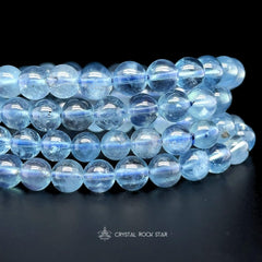 Blue Topaz Beaded Stretch Bracelet 6mm Top Quality