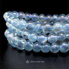 Blue Topaz Beaded Stretch Bracelet 6mm Top Quality