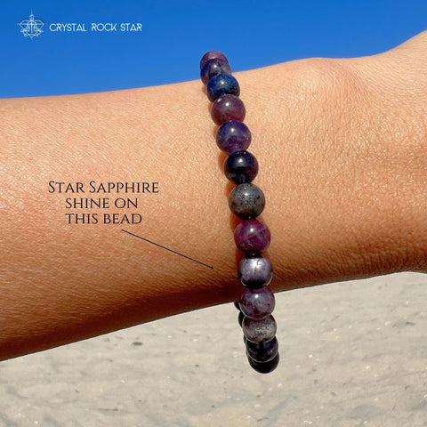 Purple Blue Pink Star Sapphire Bracelet 7" 7mm