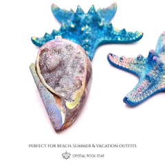 Rainbow Aura Spiralite Crystal Seashell Pendant