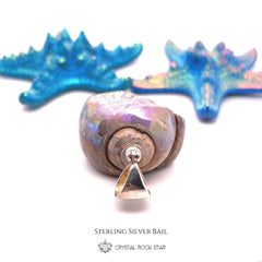 Rainbow Aura Spiralite Crystal Seashell Pendant
