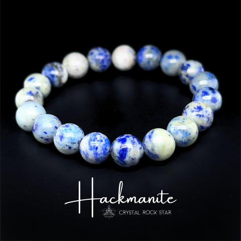 Hackmanite 10mm Bracelet, Tenebrescent UV Reactive
