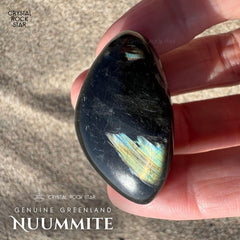 Greenland Nuummite Stone, Rare Gold Blue Flash 1.4"