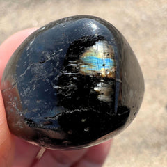 Rare Blue Flash Nuummite Tumbled Stone 1.1"