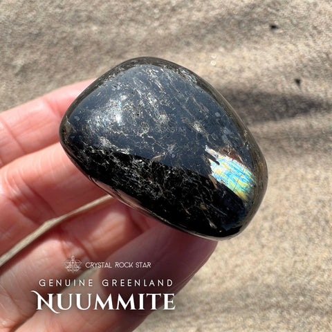 Rare Blue Flash Nuummite Tumbled Stone 1.1"