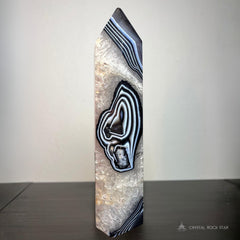 Banded Black Onyx 7.7" Agate Tower Crystal Point