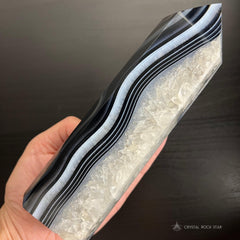 Onyx Tower 7.1" Banded Black Agate Large Point