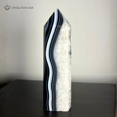 Onyx Tower 7.1" Banded Black Agate Large Point