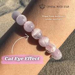 Rare Cat Eye Kunzite Beaded Bracelet 10mm