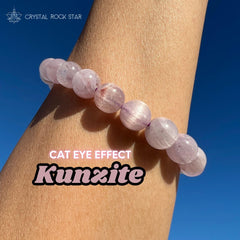 Rare Cat Eye Kunzite Beaded Bracelet 10mm
