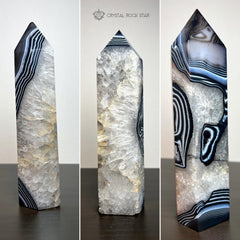 Banded Black Onyx 7.7" Agate Tower Crystal Point