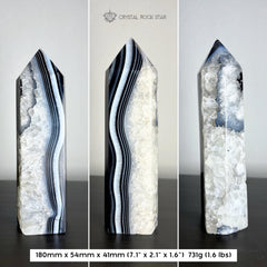 Onyx Tower 7.1" Banded Black Agate Large Point