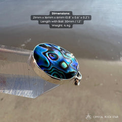 Paua Rainbow Abalone Seashell Silver Pendant