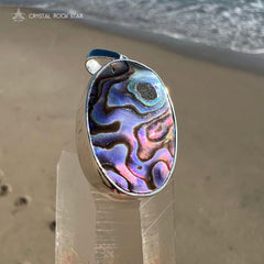 Abalone Rainbow Paua Seashell Silver Pendant