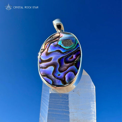 Abalone Rainbow Paua Seashell Silver Pendant