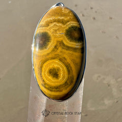 African Tribal Mask Ocean Jasper Silver Pendant