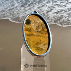 African Tribal Mask Ocean Jasper Silver Pendant