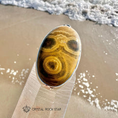 African Tribal Mask Ocean Jasper Silver Pendant