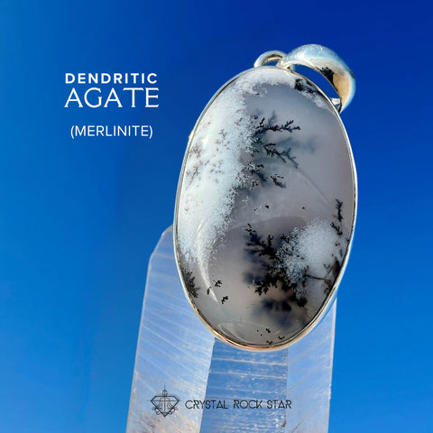 Merlinite Dendritic Agate Opal Silver Pendant