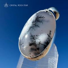 Merlinite Dendritic Agate Opal Silver Pendant