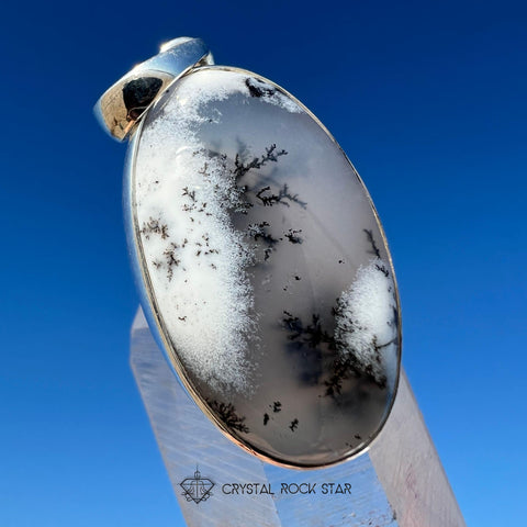 Merlinite Dendritic Agate Opal Silver Pendant