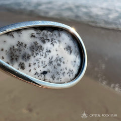 Merlinite Dendritic Agate Teardrop Silver Pendant