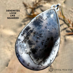 Merlinite Dendritic Agate Teardrop Silver Pendant