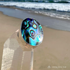 Paua Rainbow Abalone Seashell Silver Pendant