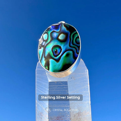Paua Rainbow Abalone Seashell Silver Pendant