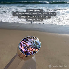 Abalone Rainbow Paua Seashell Silver Pendant