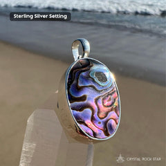 Abalone Rainbow Paua Seashell Silver Pendant