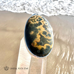 Panda Face Ocean Jasper Sterling Silver Pendant