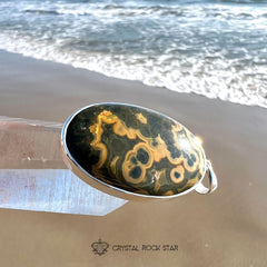 Panda Face Ocean Jasper Sterling Silver Pendant