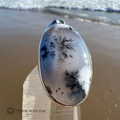 Merlinite Dendritic Agate Opal Silver Pendant
