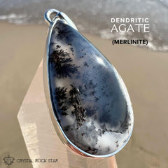 Merlinite Dendritic Agate Teardrop Silver Pendant