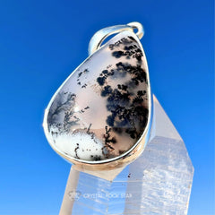 Dendritic Agate Merlinite Teardrop Silver Pendant